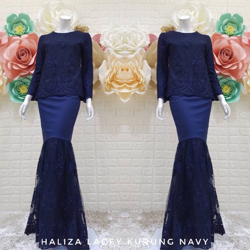 1112 Haliza Lacey Kurung Navy